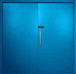 Двупольная техническая дверь с ручкой-скобой и кодовым замком, окрас по RAL 5002