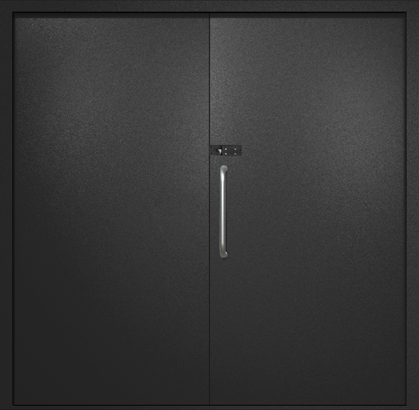 Двупольная техничсекая дверь с ручкой-скобой и кодовым замком, окрас по RAL 9004
