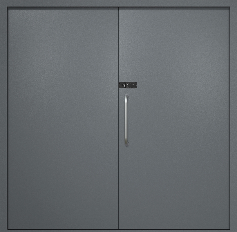 Двупольная техническая дверь с ручкой-скобой и кодовым замком, окрас по RAL 7001 Двупольная техническая дверь с ручкой-скобой и кодовым замком, окрас по RAL 7001