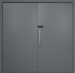 Двупольная техническая дверь с ручкой-скобой и кодовым замком, окрас по RAL 7001