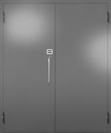 Двупольная техническая дверь с ручкой-скобой и кодовым замком, окрас по RAL 7001