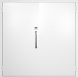 Двупольная техническая дверь с ручкой-скобой и кодовым замком, окрас по RAL 9003