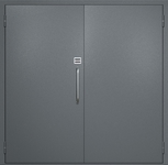 Двупольная техническая дверь с ручкой-скобой и кодовым замком, окрас по RAL 7001