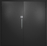 Двупольная техничсекая дверь с ручкой-скобой и кодовым замком, окрас по RAL 9004