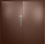 Двупольная техническая дверь с ручкой-скобой и кодовым замком, окрас по RAL 8016