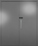 Двупольная техническая дверь с ручкой-скобой и кодовым замком, окрас по RAL 7001
