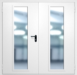 Двупольная противопожарная дверь EIW-60 с максимальным стеклопакетом, окрас по RAL 9003