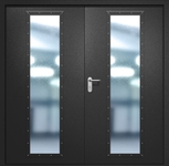 Двупольная противопожарная дверь EIW-60 с максимальным стеклопакетом, окрас по RAL 9004