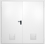 Двупольная противопожарная дверь EI-60 с двумя стыковочными узлами снизу, окрас по RAL 9003