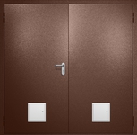 Двупольная противопожарная дверь EI-60 с двумя стыковочными узлами снизу, окрас по RAL 8016