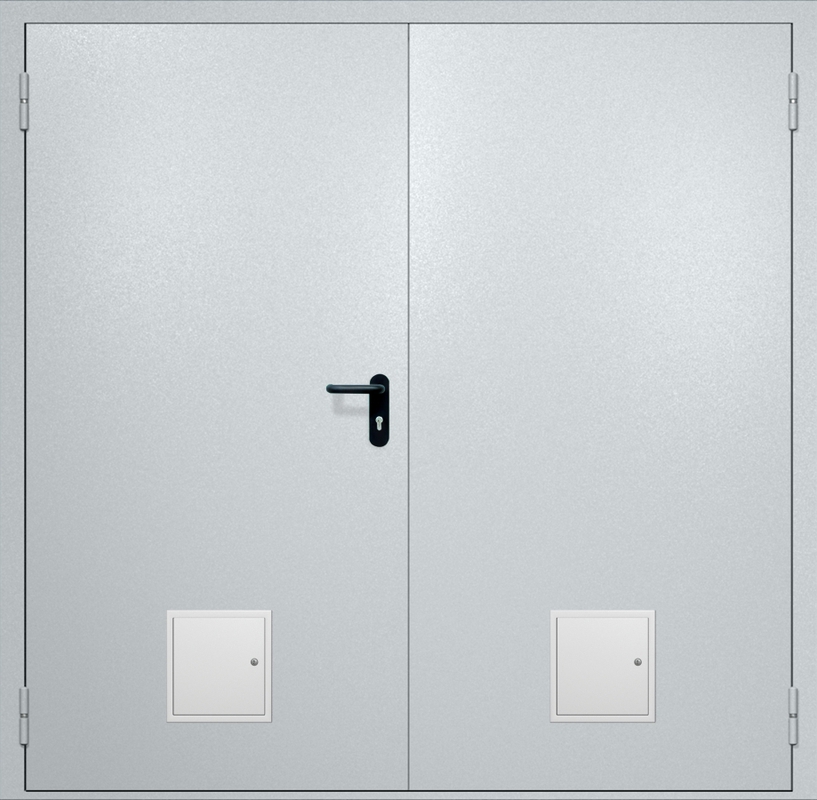 Двупольная противопожарная дверь EI-60 с двумя стыковочными узлами снизу, окрас по RAL Двупольная противопожарная дверь EI-60 с двумя стыковочными узлами снизу, окрас по RAL