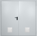 Двупольная противопожарная дверь EI-60 с двумя стыковочными узлами снизу, окрас по RAL