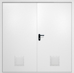 Двупольная противопожарная дверь EI-60 с двумя стыковочными узлами снизу, окрас по RAL 9003