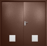 Двупольная противопожарная дверь EI-60 с двумя стыковочными узлами снизу, окрас по RAL 8016