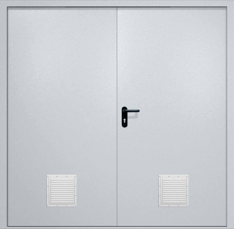 Двупольная противопожарная дверь EI-60 с двумя стыковочными узлами снизу, окрас по RAL Двупольная противопожарная дверь EI-60 с двумя стыковочными узлами снизу, окрас по RAL