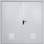 Двупольная противопожарная дверь EI-60 с двумя стыковочными узлами снизу, окрас по RAL