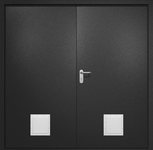 Двупольная противопожарная дверь EI-60 с двумя стыковочными узлами снизу, окрас по RAL 9004