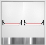 Двупольная противопожарная дверь EI-60 с отбойниками и ручками «Антипаника», окрас по RAL 9003