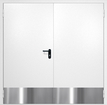 Двупольная противопожарная дверь EI-60 с отбойниками и ручками «Антипаника», окрас по RAL 9003