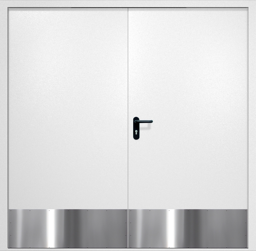 Двупольная противопожарная дверь EI-60 с отбойниками, окрас по RAL 9003