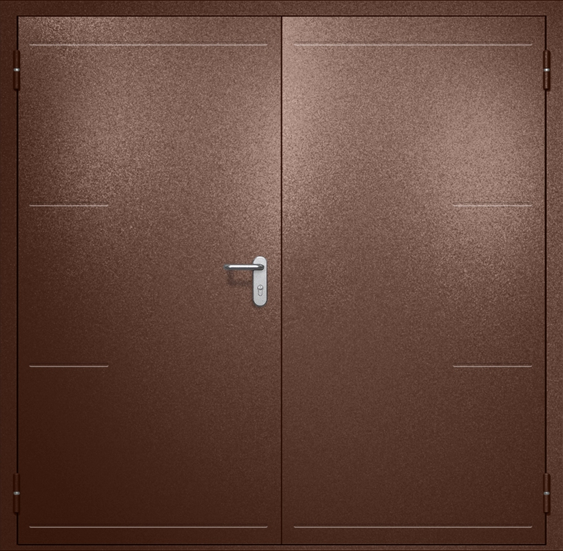 Двупольная противопожарная дверь EI-60 с рисунком на металле, окрас по RAL 8016