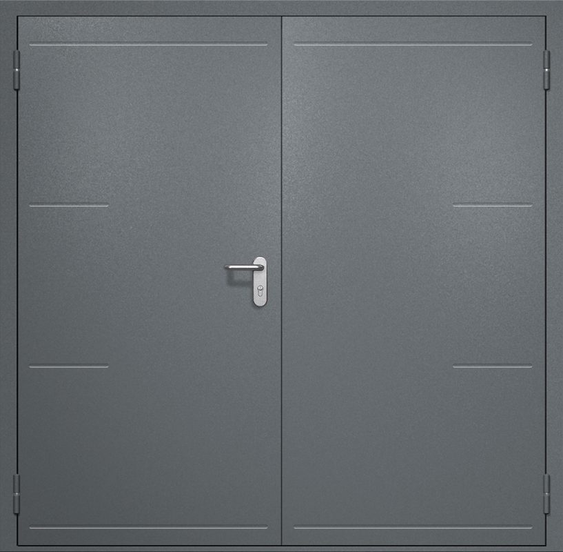 Двупольная противопожарная дверь EI-60 с рисунком на металле, окрас по RAL 7001