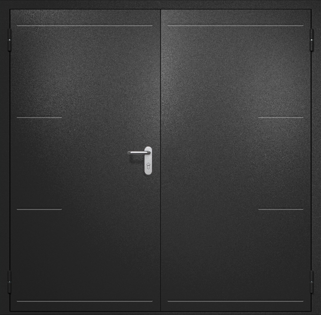 Двупольная противопожарная дверь EI-60 с рисунком на металле, окрас по RAL 9004 Двупольная противопожарная дверь EI-60 с рисунком на металле, окрас по RAL 9004