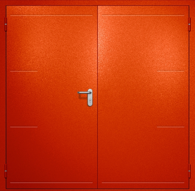 Двупольная противопожарная дверь EI-60 с рисунком на металле, окрас по RAL 3003 Двупольная противопожарная дверь EI-60 с рисунком на металле, окрас по RAL 3003