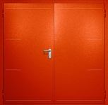 Двупольная противопожарная дверь EI-60 с рисунком на металле, окрас по RAL 3003