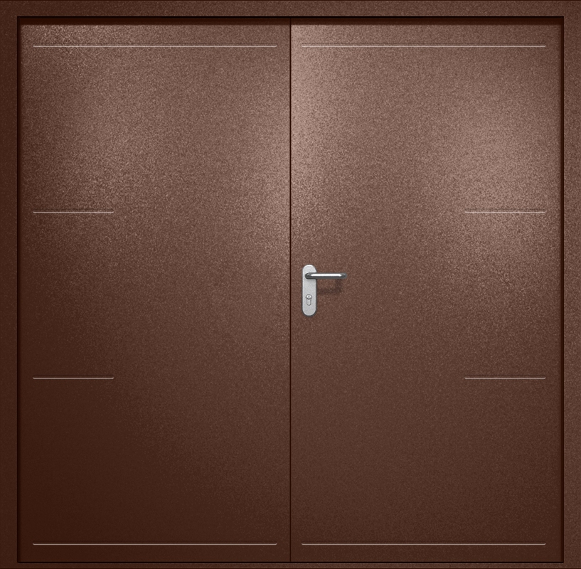 Двупольная противопожарная дверь EI-60 с рисунком на металле, окрас по RAL 8016