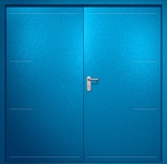 Двупольная противопожарная дверь EI-60 с рисунком на металле, окрас по RAL 5002