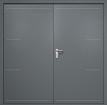 Двупольная противопожарная дверь EI-60 с рисунком на металле, окрас по RAL 7001