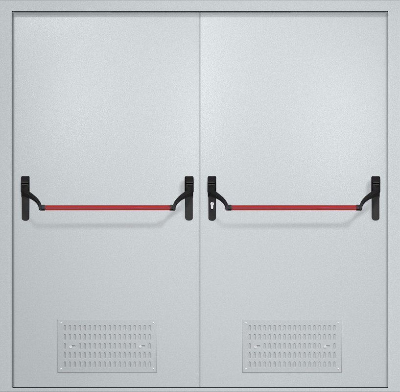 Двупольная противопожарная дверь EI-60 с вентиляцией и ручками «Антипаника», окрас по RAL