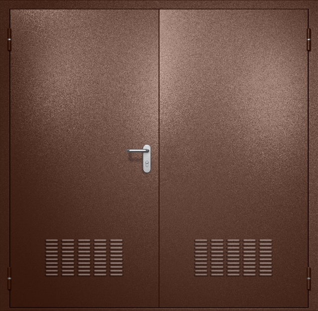 Двупольная противопожарная дверь EI-60 с вентиляцией, окрас по RAL 8016