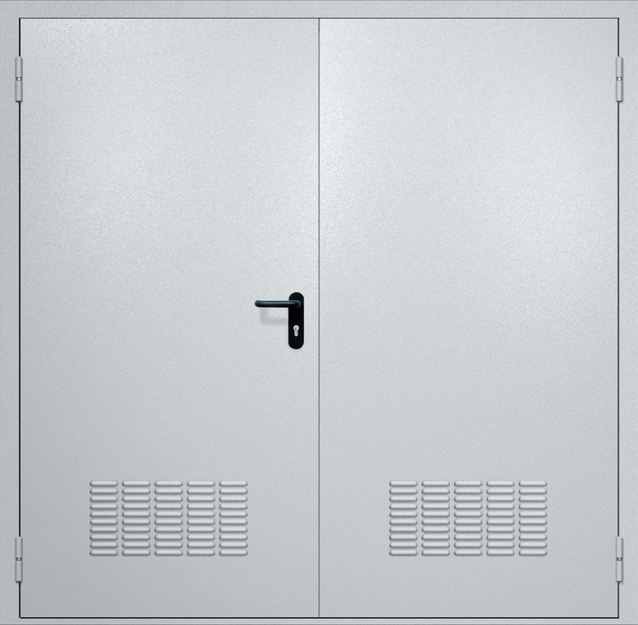 Двупольная противопожарная дверь EI-60 с вентиляцией, окрас по RAL