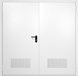 Двупольная противопожарная дверь EI-60 с вентиляцией, окрас по RAL 9003