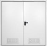 Двупольная противопожарная дверь EI-60 с вентиляцией, окрас по RAL 9003