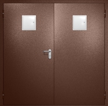 Двупольная противопожарная дверь EI-60 с двумя стыковочными узлами сверху, окрас по RAL 8016
