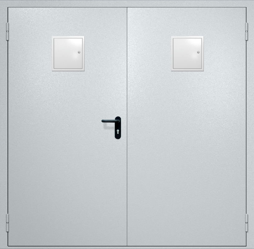 Двупольная противопожарная дверь EI-60 с двумя стыковочными узлами сверху, окрас по RAL Двупольная противопожарная дверь EI-60 с двумя стыковочными узлами сверху, окрас по RAL
