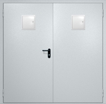 Двупольная противопожарная дверь EI-60 с двумя стыковочными узлами сверху, окрас по RAL