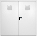 Двупольная противопожарная дверь EI-60 с двумя стыковочными узлами сверху, окрас по RAL 9003