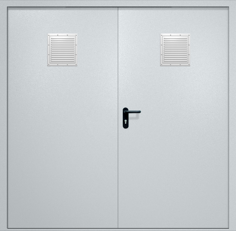 Двупольная противопожарная дверь EI-60 с двумя стыковочными узлами сверху, окрас по RAL Двупольная противопожарная дверь EI-60 с двумя стыковочными узлами сверху, окрас по RAL