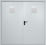 Двупольная противопожарная дверь EI-60 с двумя стыковочными узлами сверху, окрас по RAL