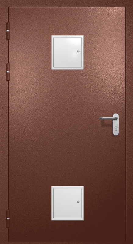 Однопольная противопожарная дверь EI-60 с двумя стыковочными узлами, окрас по RAL 8016 Однопольная противопожарная дверь EI-60 с двумя стыковочными узлами, окрас по RAL 8016