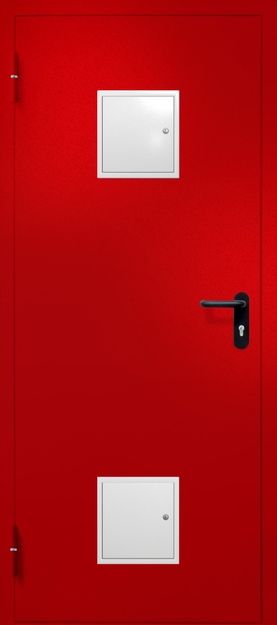 Однопольная противопожарная дверь EI-60 с двумя стыковочными узлами, окрас по RAL 3003