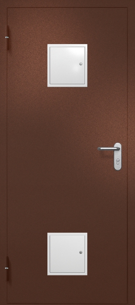 Однопольная противопожарная дверь EI-60 с двумя стыковочными узлами, окрас по RAL 8016 Однопольная противопожарная дверь EI-60 с двумя стыковочными узлами, окрас по RAL 8016