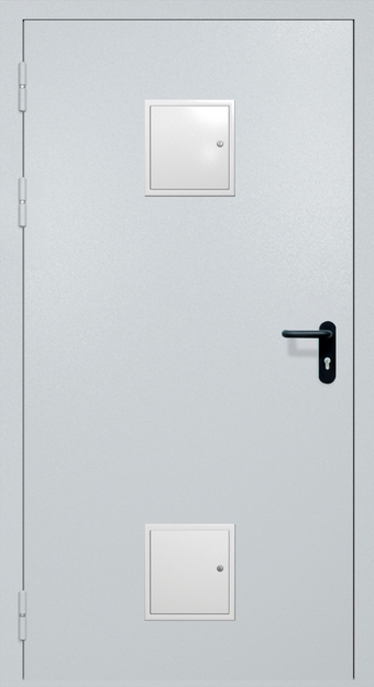 Однопольная противопожарная дверь EI-60 с двумя стыковочными узлами, окрас по RAL Однопольная противопожарная дверь EI-60 с двумя стыковочными узлами, окрас по RAL