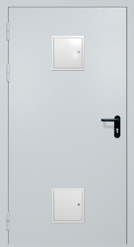 Однопольная противопожарная дверь EI-60 с двумя стыковочными узлами, окрас по RAL