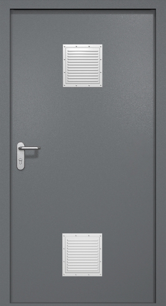 Однопольная противопожарная дверь EI-60 с двумя стыковочными узлами, окрас по RAL 7001