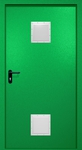 Однопольная противопожарная дверь EI-60 с двумя стыковочными узлами, окрас по RAL 6037